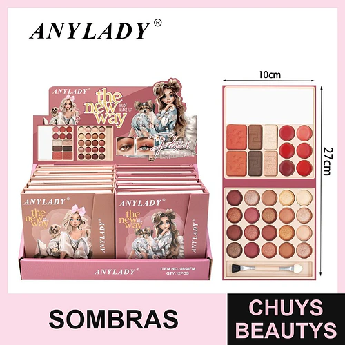 Paleta de Sombras y Rubores Nude Perfect ANYLADY con Brocha - Chuys Beautys | Chuys Beautys