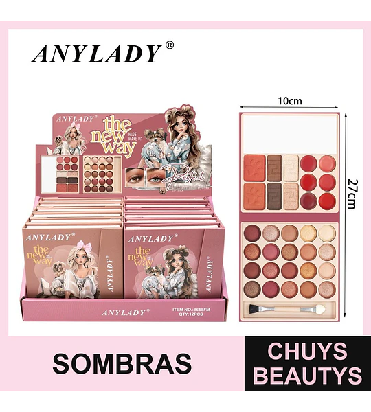 Paleta de Sombras y Rubores Nude Perfect ANYLADY con Brocha