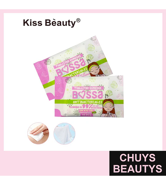Toallitas Húmedas Antibacteriales con Aloe Vera Kiss Bèauty