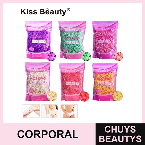 Cera depilatoria caliente en perlas Kiss Beauty para depilación corporal - Chuys Beautys | Chuys Beautys