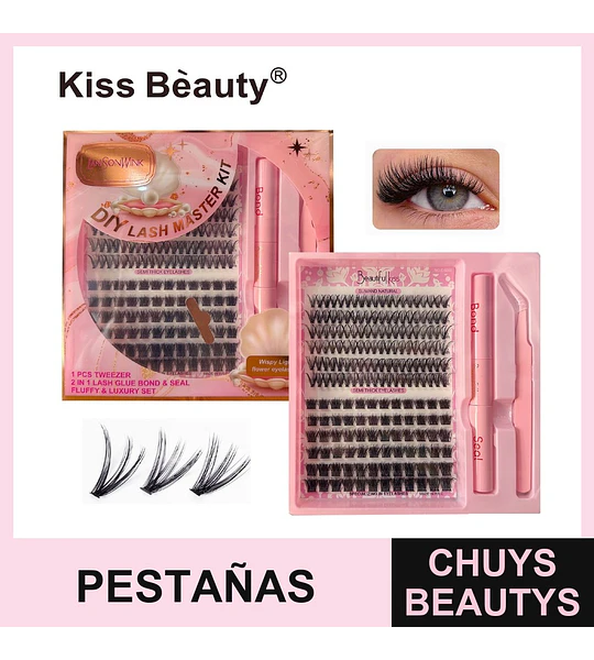 Kit de Extensiones de Pestañas DIY Semi-Gruesas Naturales Kiss Beauty
