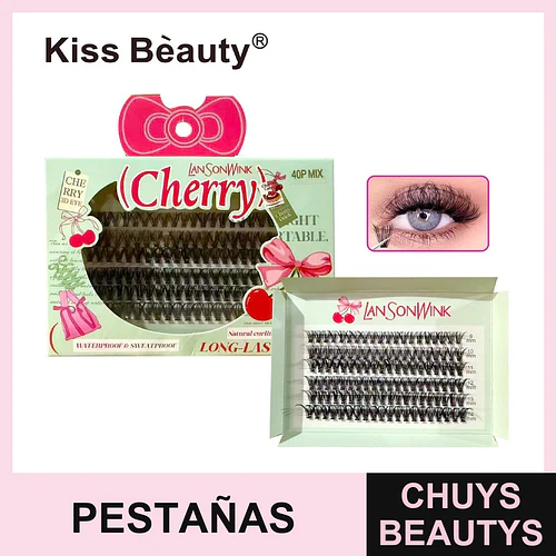 Pestañas Postizas Individuales 3D Cherry LansonWink Kiss Beauty E-8015 - Chuys Beautys | Chuys Beautys
