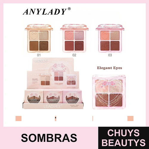 Paleta de Sombras de Ojos LEADFACE de Cuatro Tonos con Diseño de Corazón para Miradas Elegantes - Chuys Beautys | Chuys Beautys