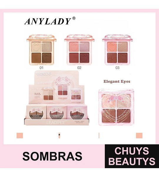 Paleta de Sombras de Ojos LEADFACE de Cuatro Tonos con Diseño de Corazón para Miradas Elegantes