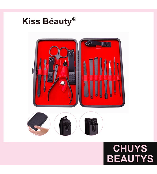 Set de Manicura y Pedicura Profesional de 15 Piezas Kiss Bèauty