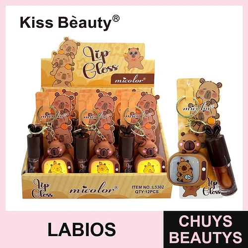 Brillo labial hidratante con llavero de oso Micolor de Kiss Beauty - Chuys Beautys | Chuys Beautys