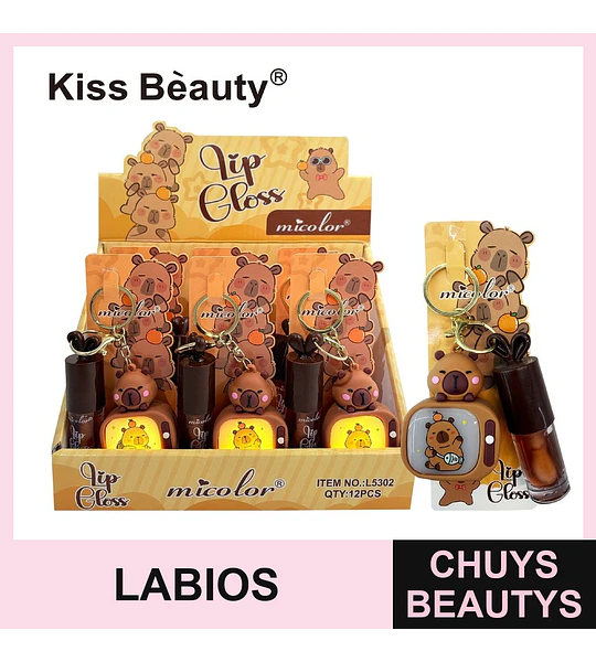 Brillo labial hidratante con llavero de oso Micolor de Kiss Beauty