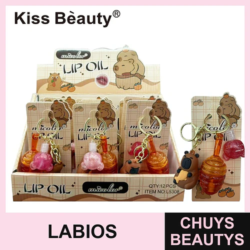 Aceite Labial Hidratante Micolor de Kiss Beauty con Llavero Decorativo - Chuys Beautys | Chuys Beautys