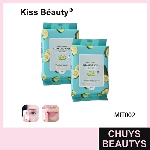 Toallitas Desmaquillantes Refrescantes de Pepino Kiss Beauty 30 Unidades - Chuys Beautys | Chuys Beautys
