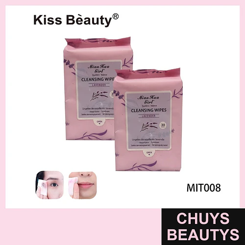 Toallitas desmaquillantes equilibrantes de lavanda Kiss Beauty - Chuys Beautys | Chuys Beautys