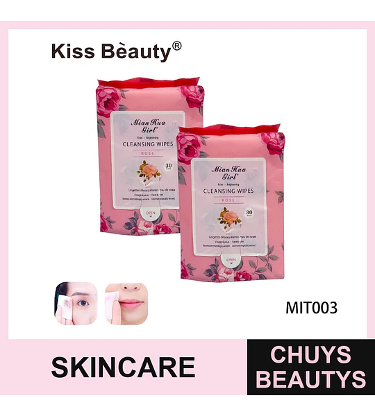 Toallitas Limpiadoras y Desmaquillantes de Rosas Kiss Beauty Mian Hua Girl