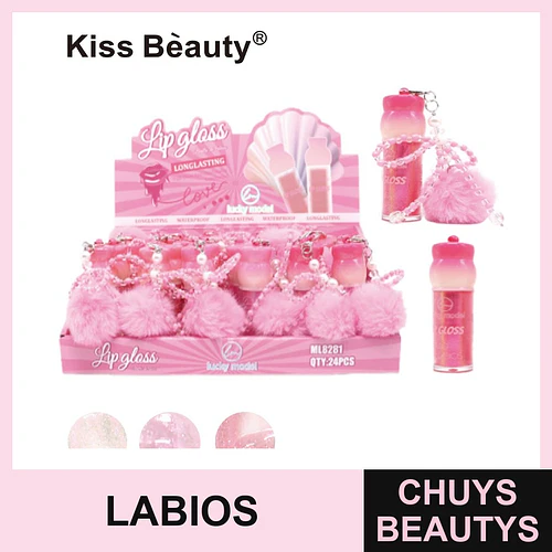 Brillo Labial Kiss Bèauty Long Lasting con Glitter y Llavero Decorativo - Chuys Beautys | Chuys Beautys