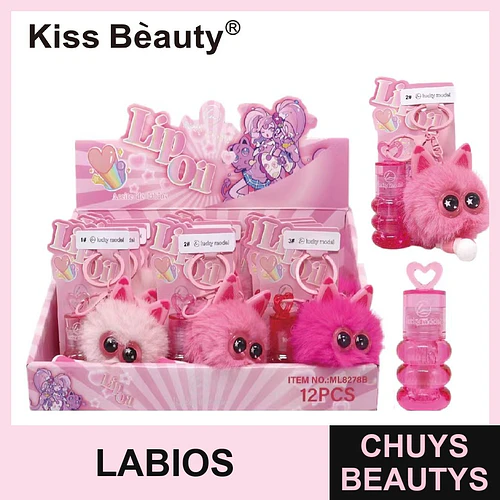 Aceite labial hidratante Kiss Beauty con adorable llavero de peluche - Chuys Beautys | Chuys Beautys