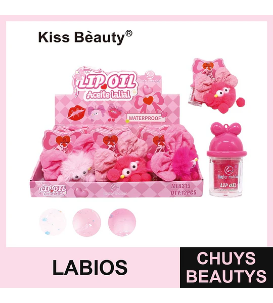 Aceite labial hidratante con brillo y llavero de peluche Kiss Bèauty ML8319