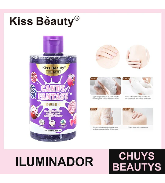 Gel de Ducha Iluminador e Hidratante Candy Fantasy Kiss Beauty