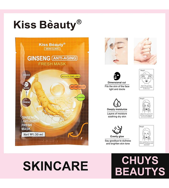 Mascarilla facial antiedad de Ginseng Kiss Beauty 30ml