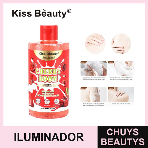Gel de Ducha Corporal Kiss Beauty Cherry Boom Iluminador e Hidratante - Chuys Beautys | Chuys Beautys