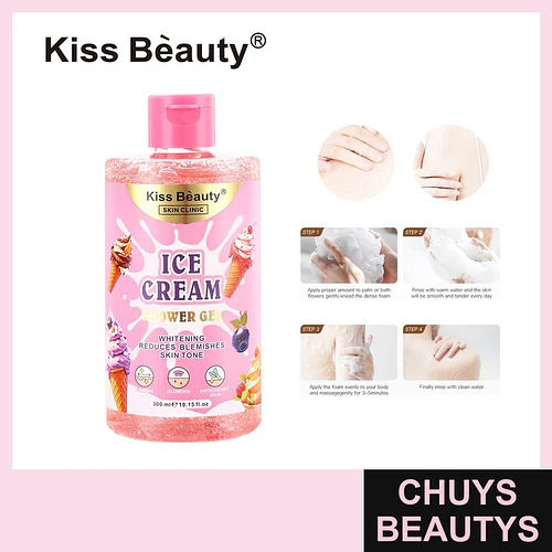 Gel de Ducha Blanqueador y Reductor de Manchas Tono Uniforme Kiss Beauty Ice Cream - Chuys Beautys | Chuys Beautys