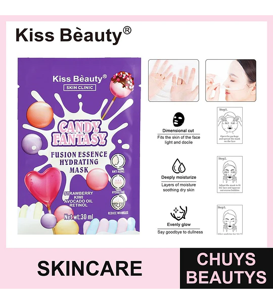 Mascarilla Facial Hidratante Kiss Beauty Candy Fantasy con Retinol
