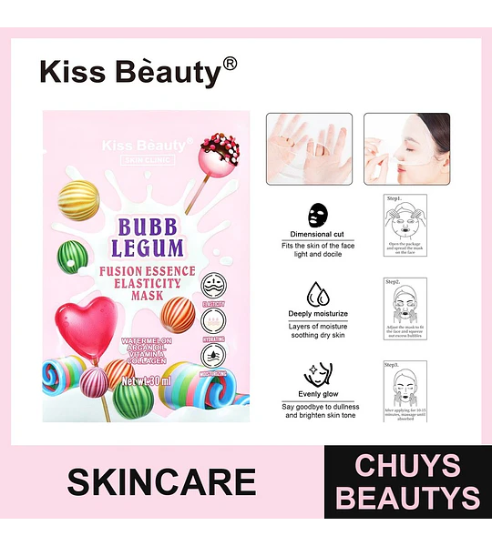 Mascarilla Facial de Esencia Elástica con Sandía y Colágeno Kiss Beauty