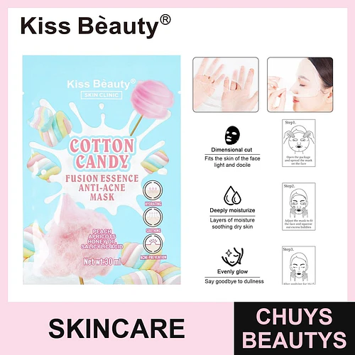 Mascarilla facial Kiss Beauty Cotton Candy Anti-Acne con Ácido Salicílico - Chuys Beautys | Chuys Beautys