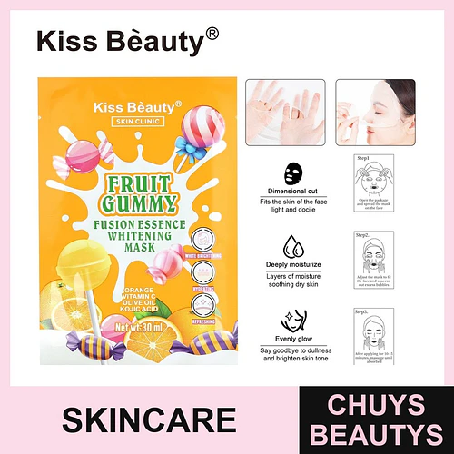 Mascarilla Facial Blanqueadora Kiss Beauty Fruit Gummy con Vitamina C y Ácido Kójico - Chuys Beautys | Chuys Beautys