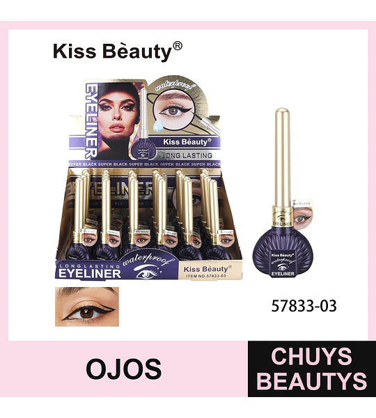 Eyeliner líquido Kiss Beauty larga duración y resistente al agua