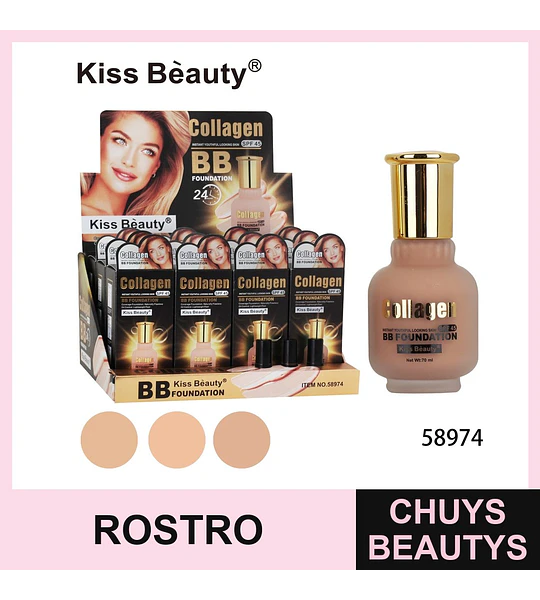 Kiss Beauty Collagen BB Foundation con SPF 45 y 24h de duración
