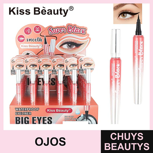 Eyeliner Líquido Super Negro Kiss Bèauty Waterproof Larga Duración - Chuys Beautys | Chuys Beautys