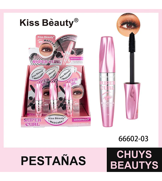 Máscara de Pestañas Super Curl Waterproof Kiss Beauty