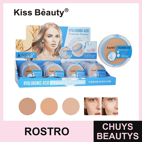 Polvo Compacto con Ácido Hialurónico Karité Kiss Beauty Larga Duración - Chuys Beautys | Chuys Beautys