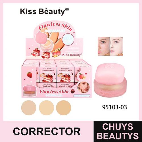 Corrector de Alta Cobertura Flawless Skin Kiss Beauty - Chuys Beautys | Chuys Beautys