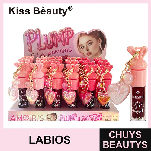Brillo Labial Plump Hidratante Amoiris con Llavero Conejo Kiss Beauty - Chuys Beautys | Chuys Beautys