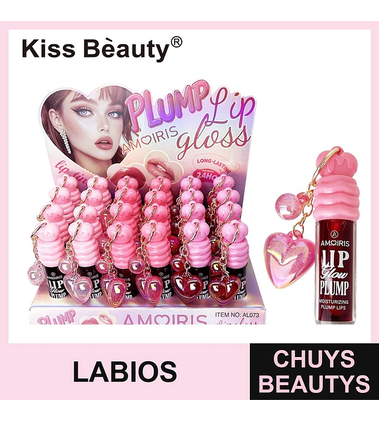 Brillo Labial Plumping Hidratante Kiss Beauty AMOIRIS con Charm Corazón