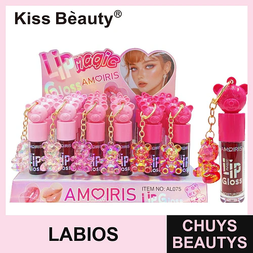 Lip Gloss Hidratante Mágico con Llavero Oso Kiss Beauty AMOIRIS - Chuys Beautys | Chuys Beautys