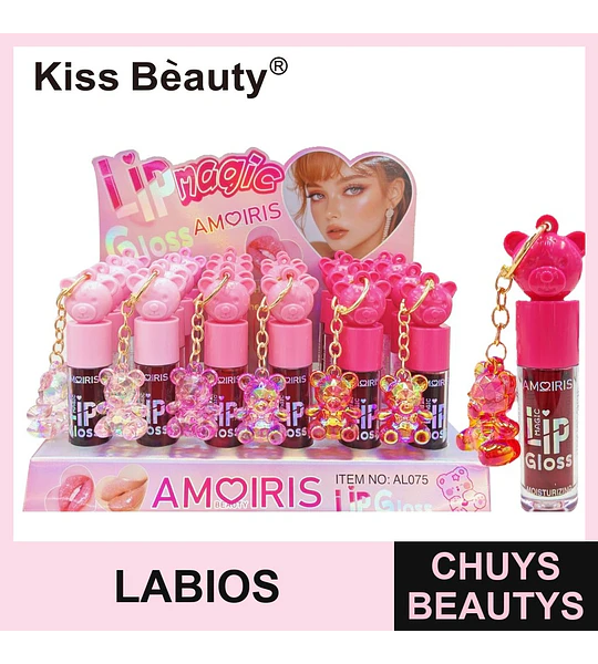 Lip Gloss Hidratante Mágico con Llavero Oso Kiss Beauty AMOIRIS