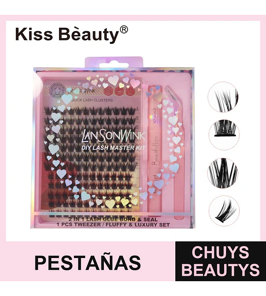 Kit de Pestañas Postizas Cluster DIY Completo Kiss Beauty Lansonwink