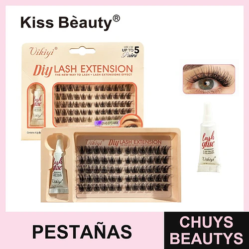 Pestañas postizas individuales Vikiyi DIY Lash Extension con pegamento - Chuys Beautys | Chuys Beautys
