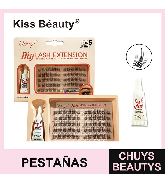 Extensiones de Pestañas Individuales DIY Vikiyi con Pegamento Impermeable