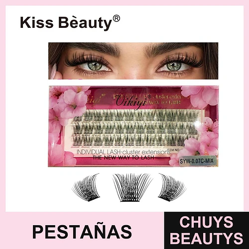 Pestañas postizas individuales cluster efecto natural Kiss Bèauty SYW-0.07C-MIX - Chuys Beautys | Chuys Beautys