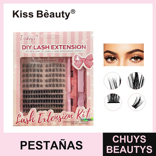 Kit de Extensiones de Pestañas DIY con Adhesivo y Sellador Kiss Bèauty - Chuys Beautys | Chuys Beautys