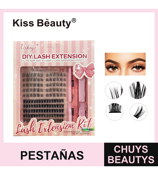 Kit de Extensiones de Pestañas DIY con Adhesivo y Sellador Kiss Bèauty