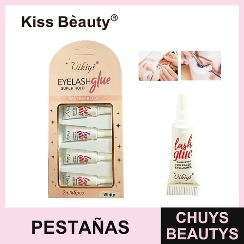 Pegamento para Pestañas Postizas Vikiyi Super Hold Waterproof Blanco 2ml x 5 - Chuys Beautys | Chuys Beautys