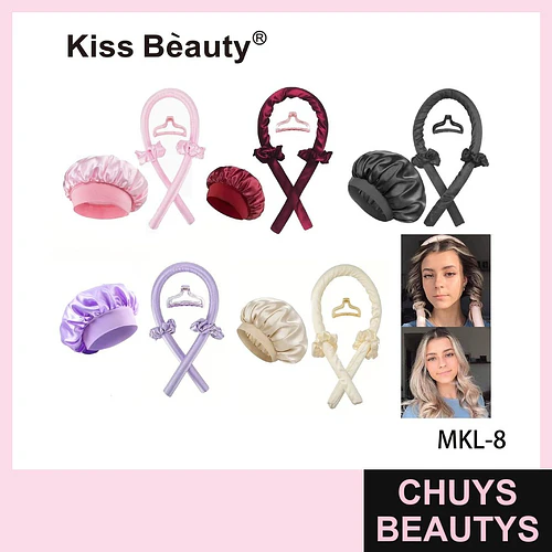 Set Rizador Sin Calor Satinado con Gorro de Noche Kiss Bèauty - Chuys Beautys | Chuys Beautys