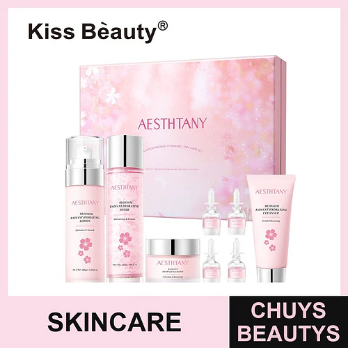 Set de Cuidado Facial Hidratante Radiante AESTHTANY Blossom, 16 piezas - Chuys Beautys | Chuys Beautys