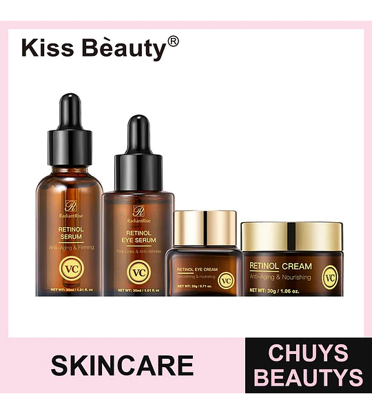 Kit de Skincare Facial Anti-Edad con Retinol y Vitamina C Kiss Beauty
