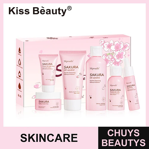 Set de Cuidado Facial Kiss Beauty Sakura Hidratante y Control de Grasa, 16 Piezas - Chuys Beautys | Chuys Beautys