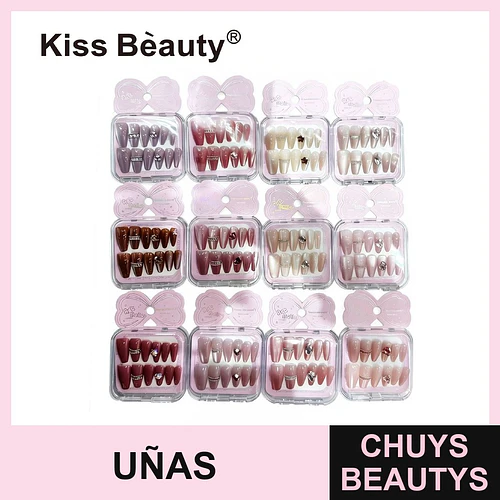 Set de Uñas Postizas Decoradas con Pedrería Kiss Bèauty - Chuys Beautys | Chuys Beautys