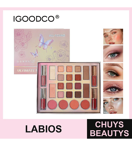 Set de Maquillaje Completo IGOODCO All-Round con Sombras, Rubores y Labiales