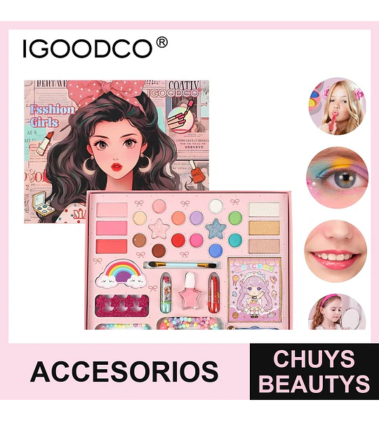 Set de Maquillaje Completo Infantil IGOODCO con Accesorios de Fantasía